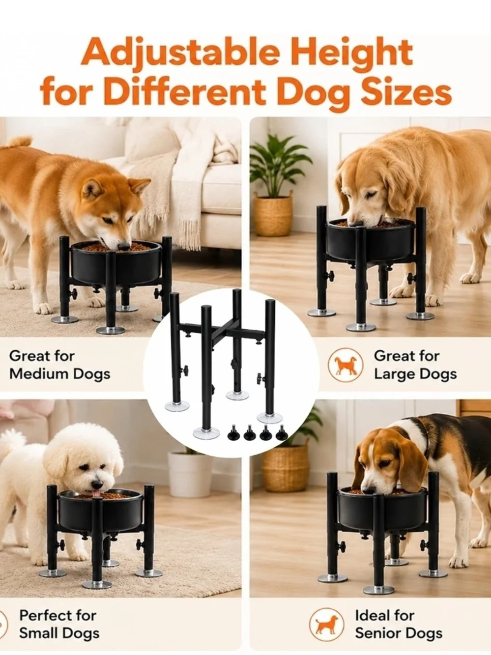 Yeti Black Adjustable Dog Food Bowl Stand